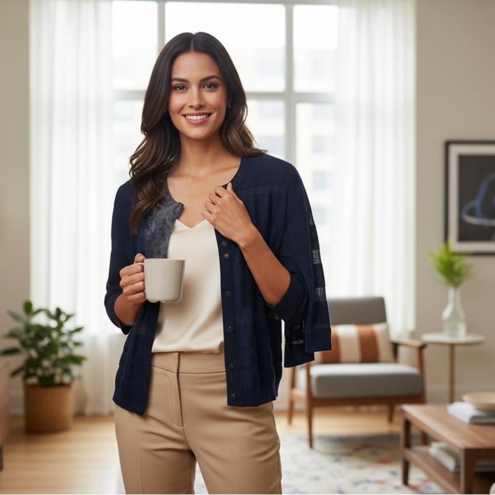 New York & Company Navy Blue Cardigan - Picture 3 of 5